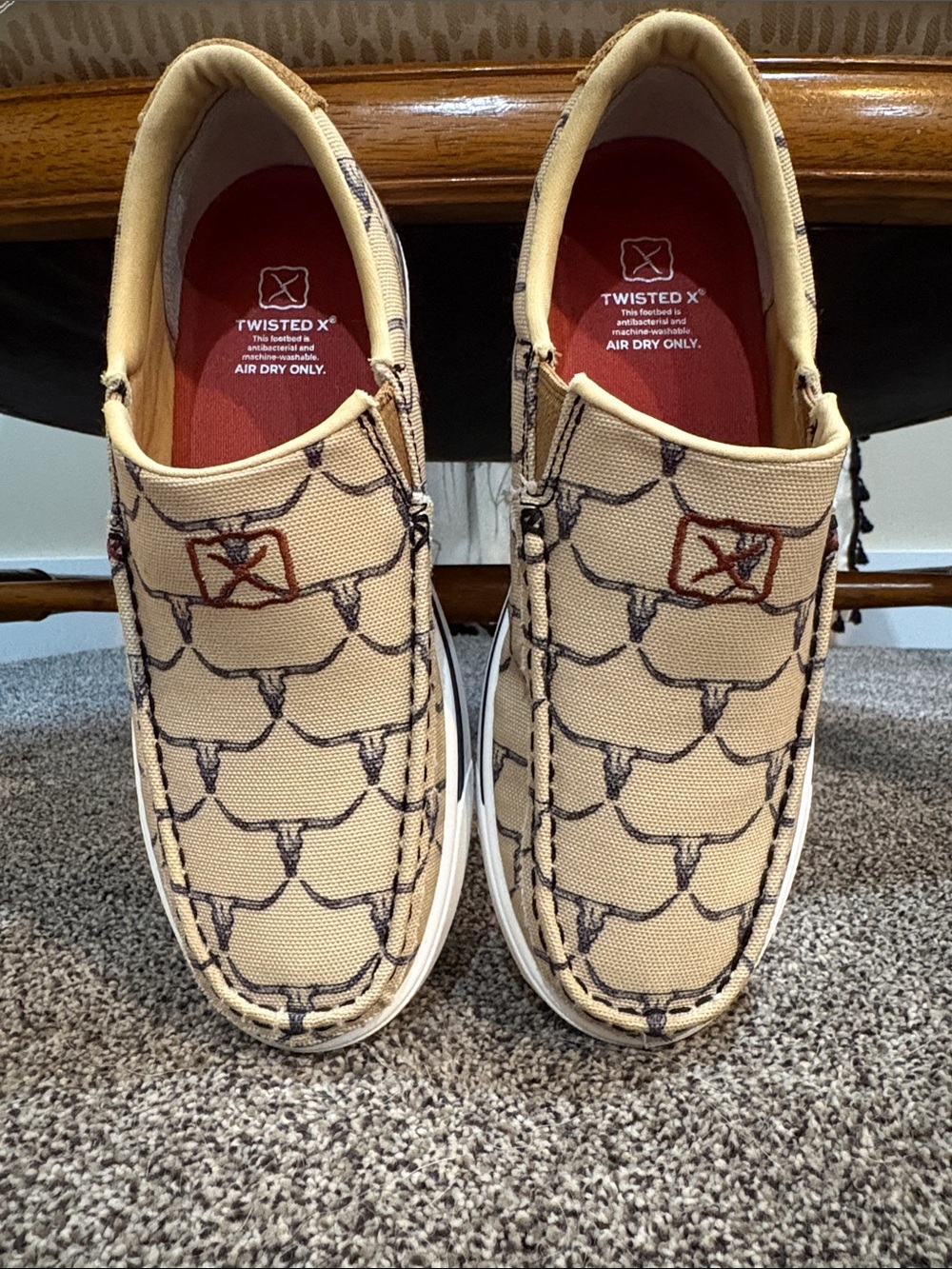 Twisted X Men’s Tan Canvas Slip-On Loafers with Brown Accent